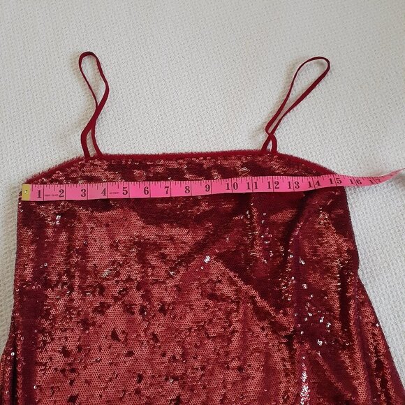 Free People Intimately Women's Size XS Red Sequin Time To Shine Mini Slip Dress - Picture 10 of 11